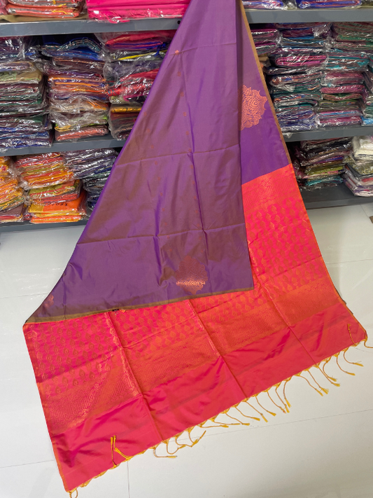 Authentic Kanjivaram Silk Sarees (Purple & Pink)