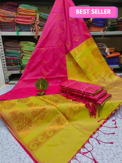 Original Kanjivaram Tissue Border Semi Soft Silk Saree